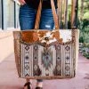 Myra Handbags & Wallets Vintage Western Cowhide Weekender Bag