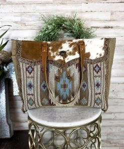 Myra Handbags & Wallets Vintage Western Cowhide Weekender Bag