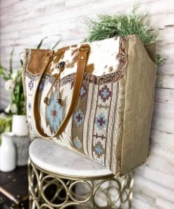 Myra Handbags & Wallets Vintage Western Cowhide Weekender Bag