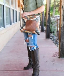 Myra Handbags & Wallets Warm Aztec Leather Pocket Crossbody Handbag