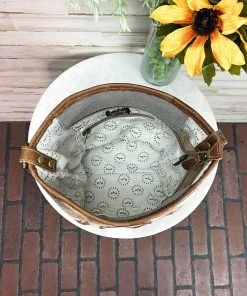 Myra Handbags & Wallets Warm Aztec Leather Pocket Crossbody Handbag