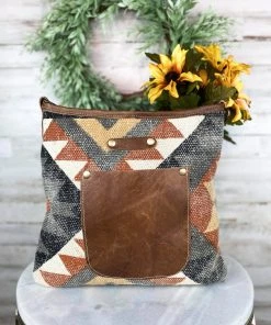 Myra Handbags & Wallets Warm Aztec Leather Pocket Crossbody Handbag