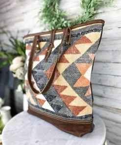 Myra Handbags & Wallets Warm Aztec Canvas Tote Handbag