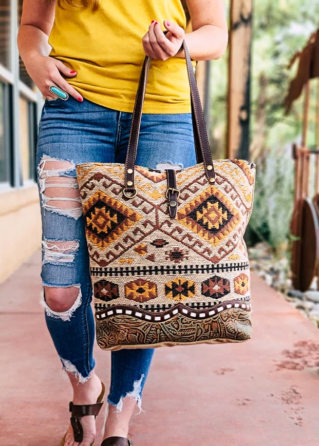 Myra Wild West Aztec Tote Handbag - Stylish Crossbody & Tote Bag for Women 3 Myra Wild West Aztec Tote Handbag Handbags & Wallets