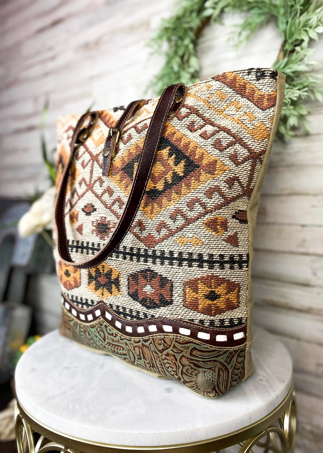 Myra Wild West Aztec Tote Handbag - Stylish Crossbody & Tote Bag for Women 5 Myra Wild West Aztec Tote Handbag Handbags & Wallets
