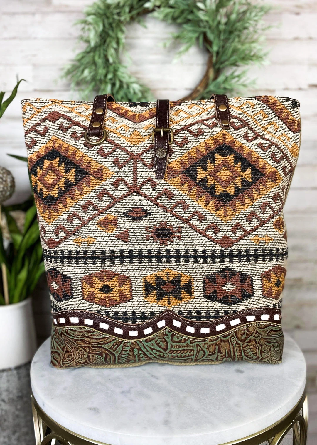 Myra Wild West Aztec Tote Handbag - Stylish Crossbody & Tote Bag for Women 4 Myra Wild West Aztec Tote Handbag Handbags & Wallets