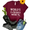 The Cinchy Cowgirl CLOSEOUT- Maroon World's Best Rodeo Mom Short Sleeve Tee