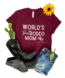 The Cinchy Cowgirl CLOSEOUT- Maroon World's Best Rodeo Mom Short Sleeve Tee