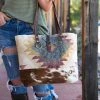 Myra Handbags & Wallets Yellow Multi Color Aztec Cowhide Tote Handbag