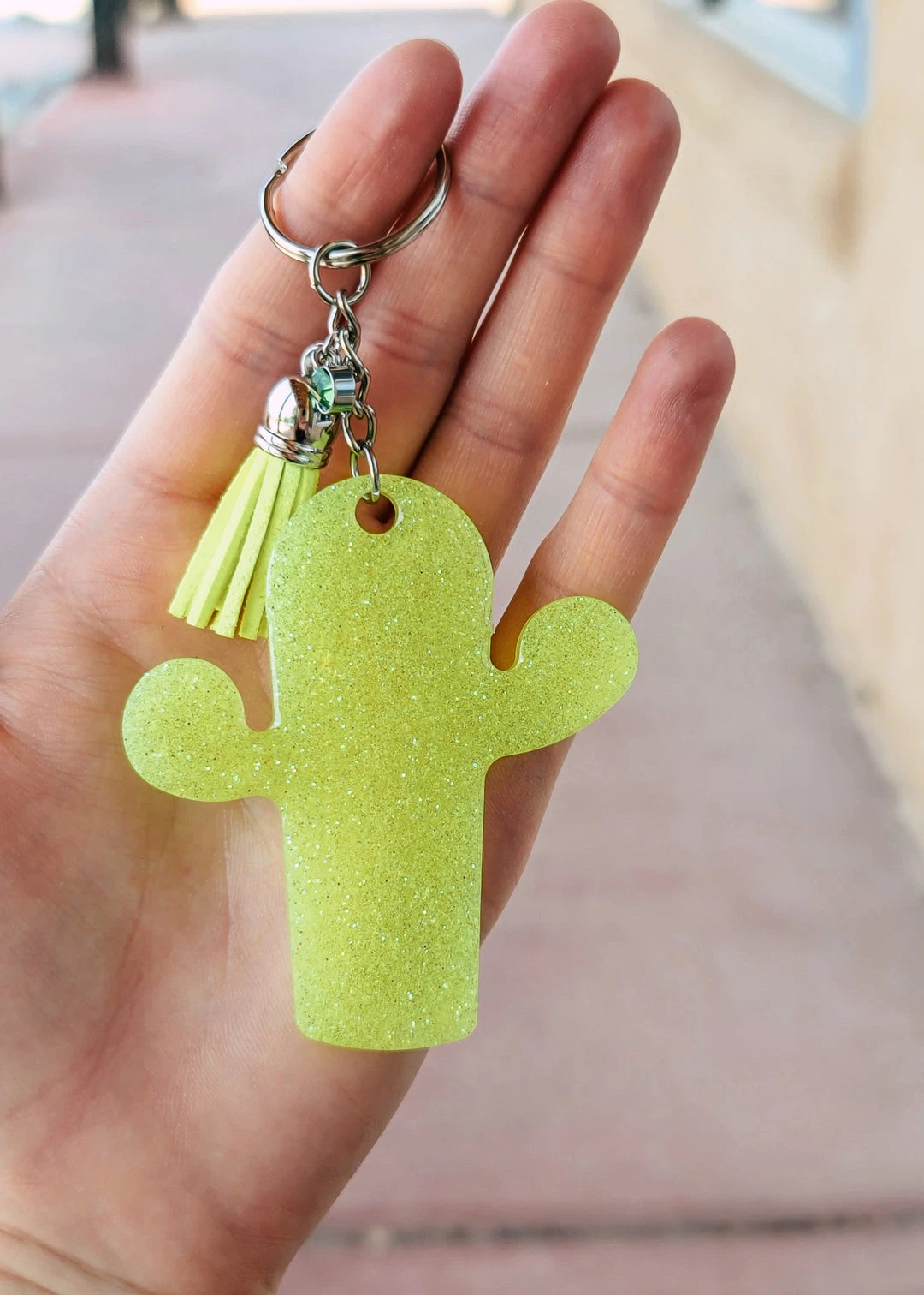 Yellow Cactus Keychain - Unique Cowgirl Accessories & Gifts 3 The Cinchy Cowgirl Accessories, Gifts & More Yellow Cactus Keychain